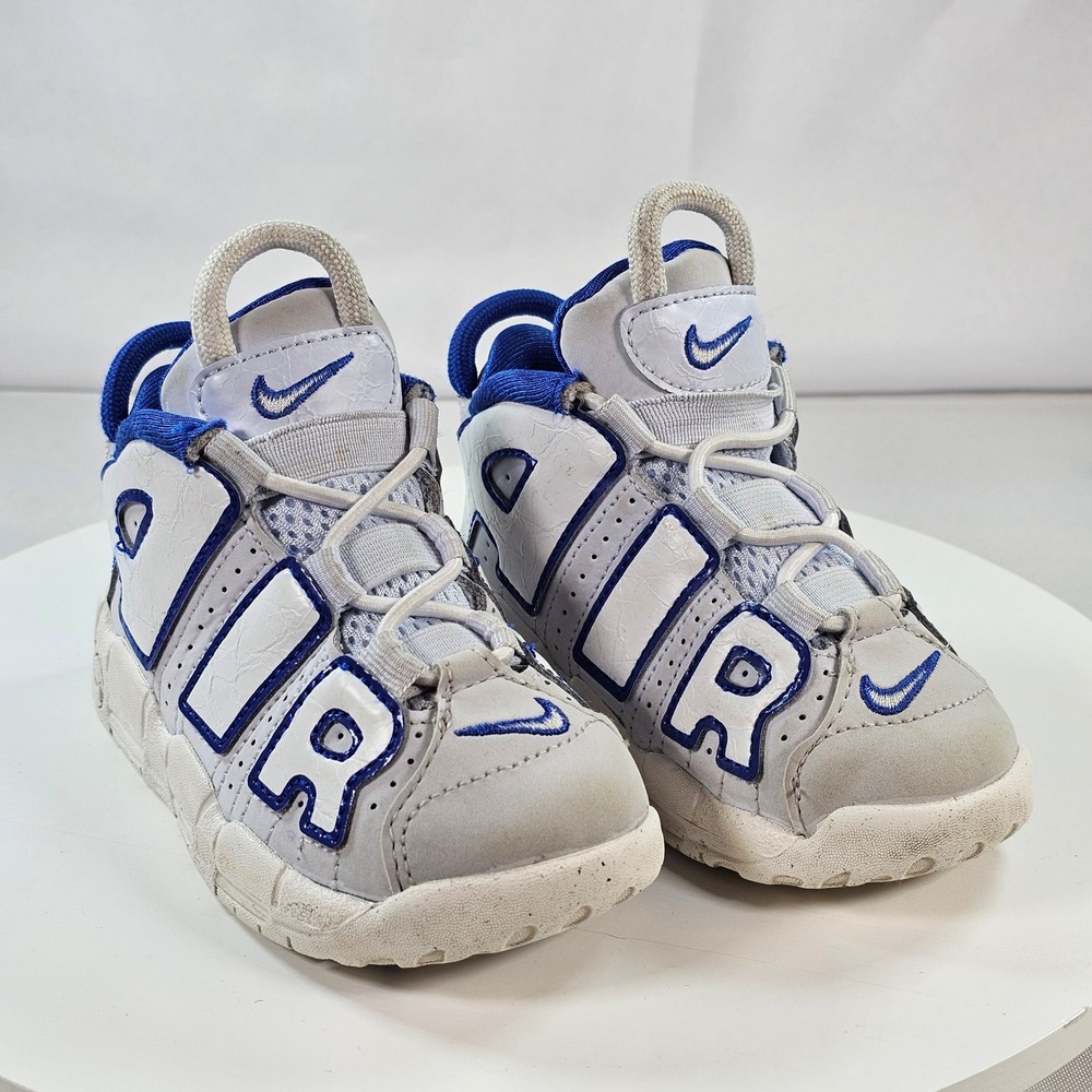 Nike Air More Uptempo Toddler 7C White Royal Blue FN4856-100 Sneakers